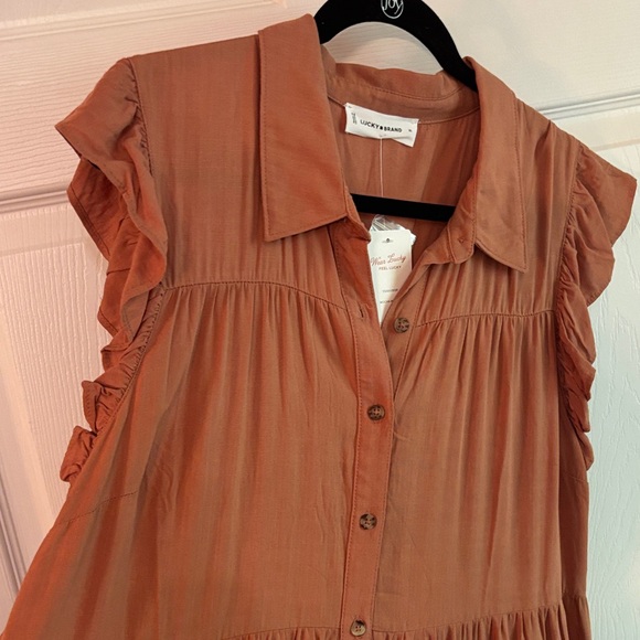 Universal Thread Rust Button-Down Midi Dress - Picture 3 of 4